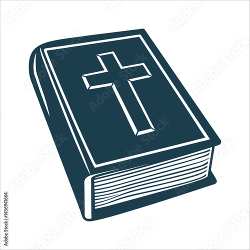 Simple Bible Closed book with a cross on the cover  Cross Icon Vector Illustration