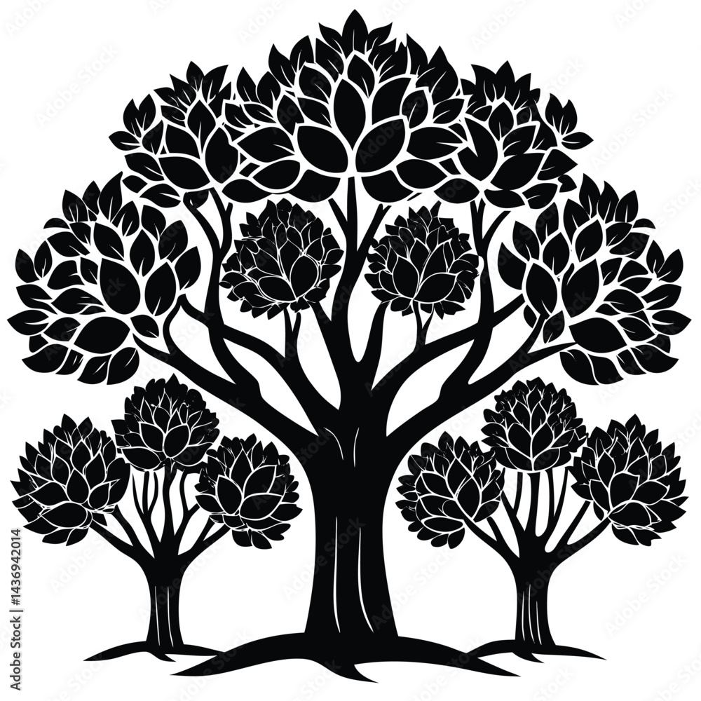 Fototapeta premium Hickory trees icon set on white background