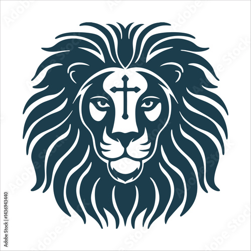 Lion of Judah Vector: Bold Head with Cross Mane