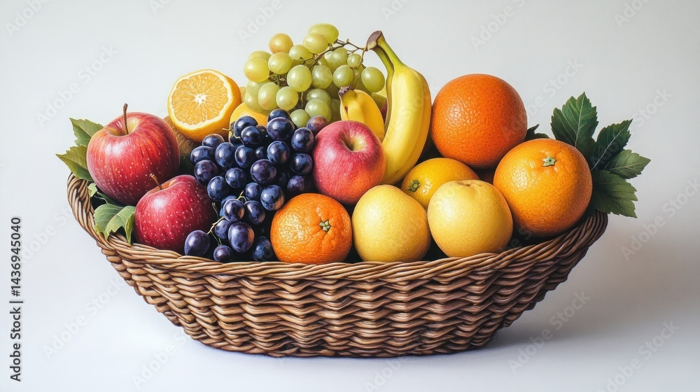 Colorful fruits in a woven basket Colorful fruits in a woven basket