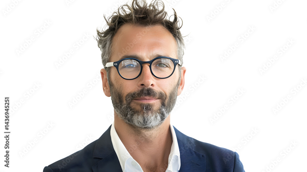 Professional Portrait of Businessman Wearing Glasses Isolated on White Background Professional Portrait of Businessman Wearing Glasses Isolated on White Background