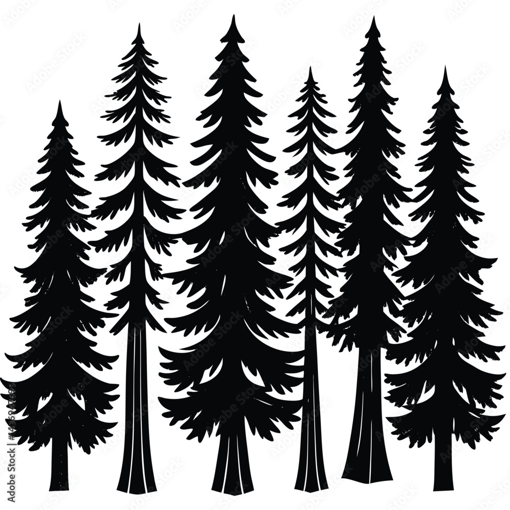Obraz premium redwood trees icon set on white background