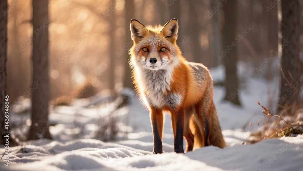 Obraz premium Red Fox Standing in Field – Wildlife Photography Focus