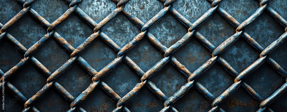 Fototapeta premium Rustic Dark Blue Metal Mesh Texture Background