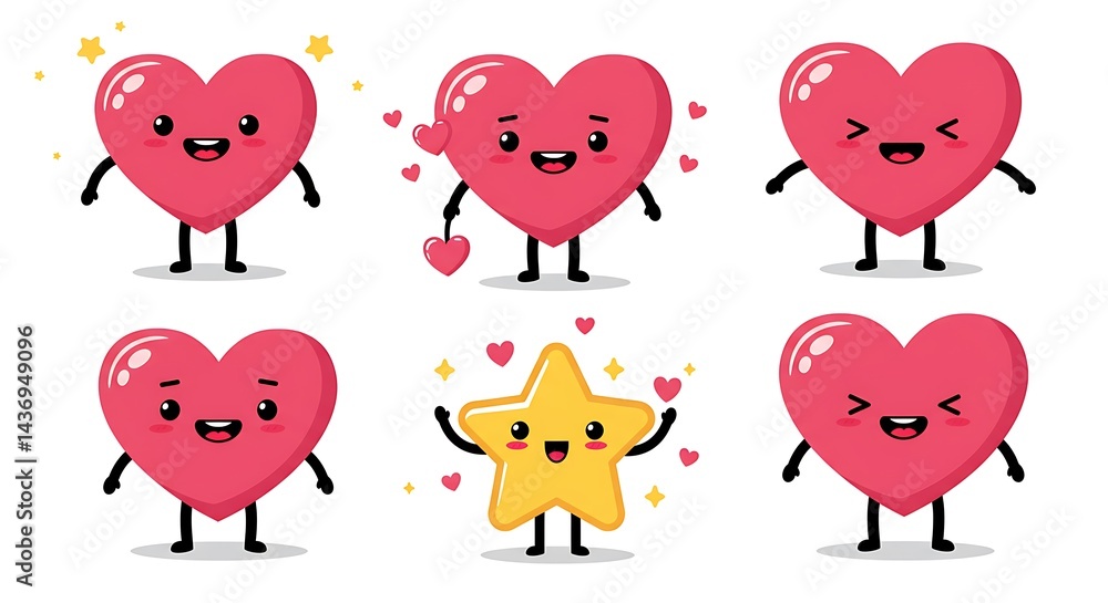 Fototapeta premium Heartfelt Kawaii Crew AI Generated