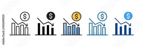 Decrease Icon Set Multiple Style Collection