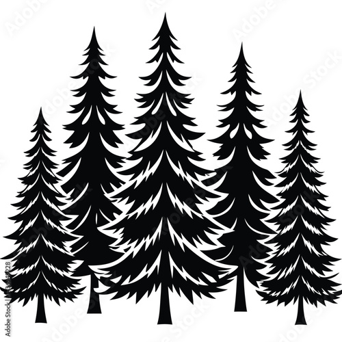 spruce trees icon set on white background