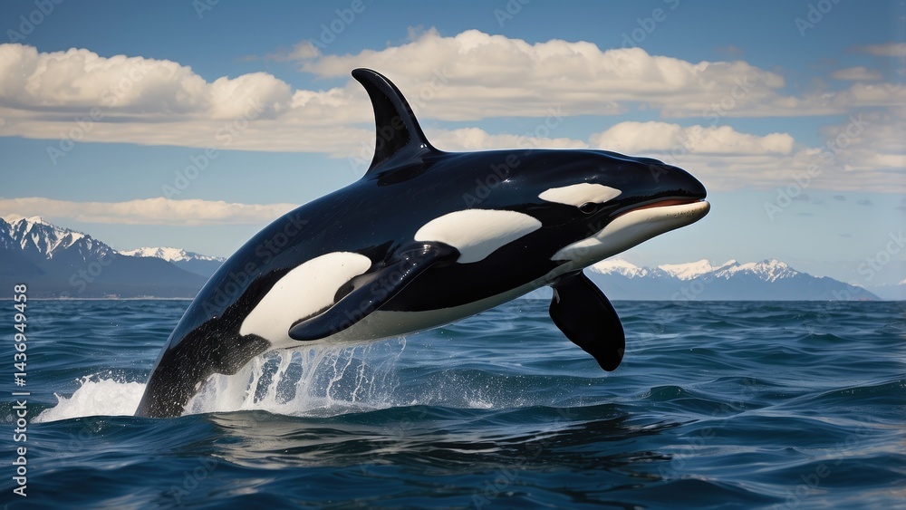 Fototapeta premium Orca Whale Underwater – Powerful Black and White Marine Predator