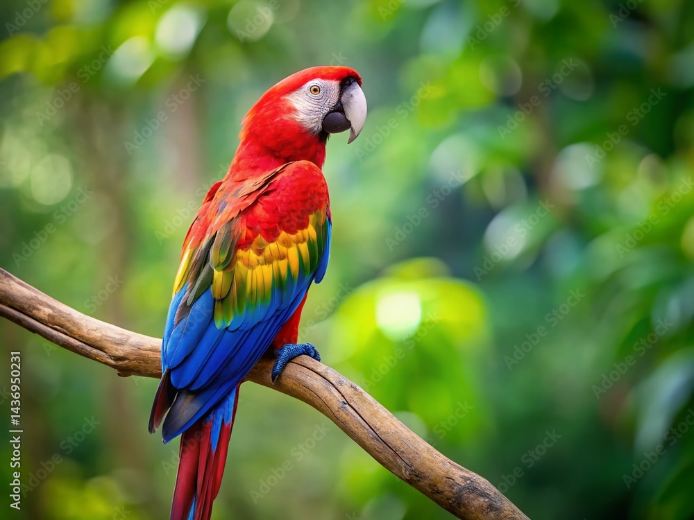 Fototapeta premium Scarlet Macaw Bird Colorful Plumage Rainforest Conservation Central America