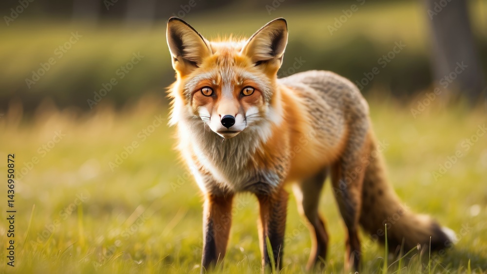 Fototapeta premium Red Fox in Snowy Wilderness: Stunning Wildlife Photography