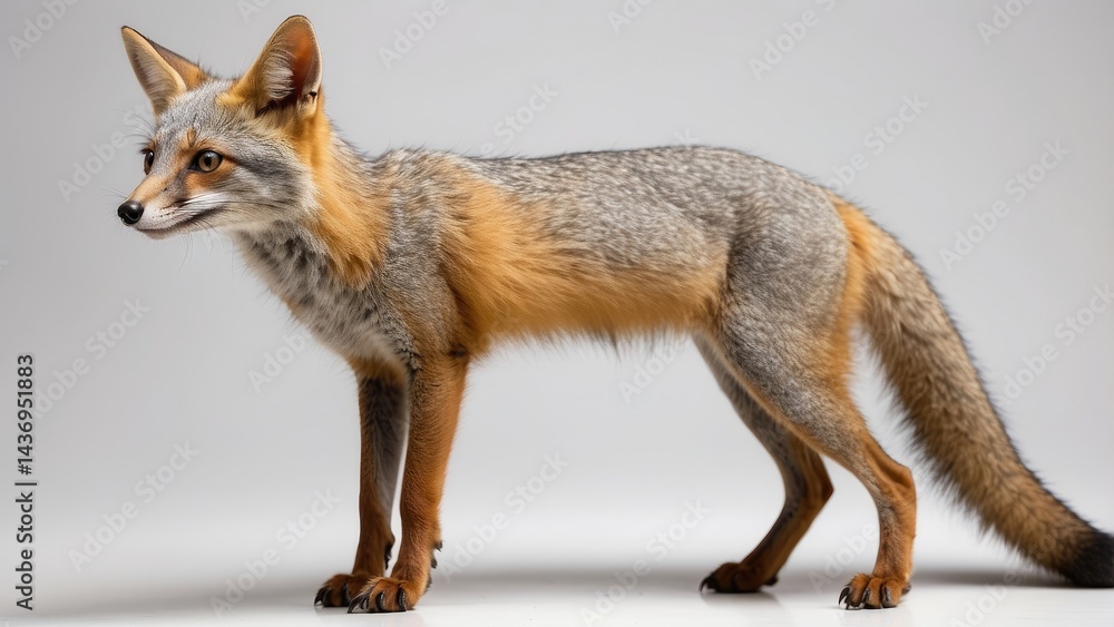 Fototapeta premium Side View of Indian Jackal on White Background