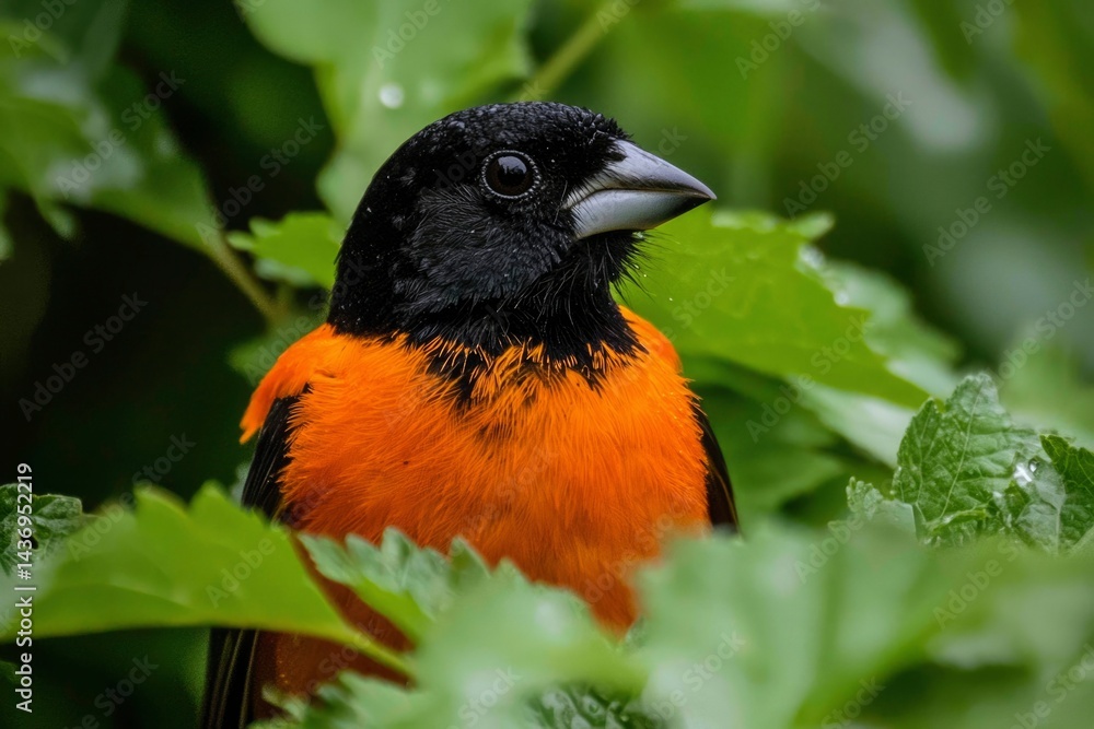 Fototapeta premium Close-up of a bird in foliage