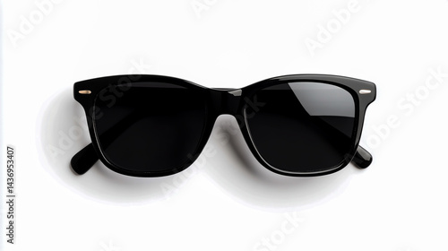 Black sunglasses isolated on white background, png file with transparent space around the glasses.