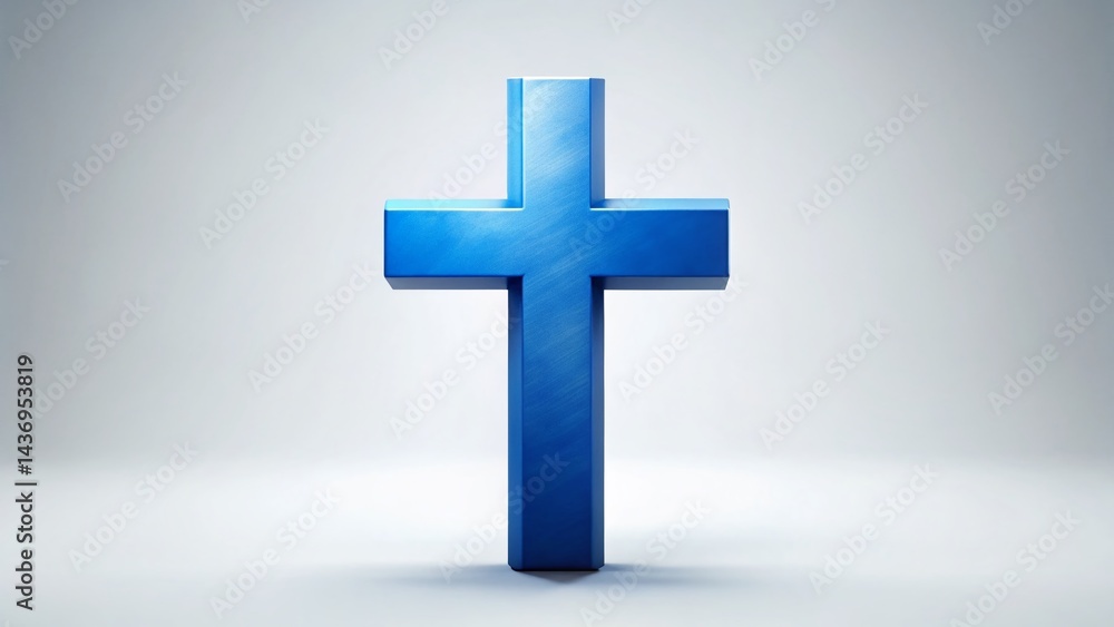 Obraz premium Silhouette Blue Cross Symbol: Faith, Spirituality, Religion Stock Photo