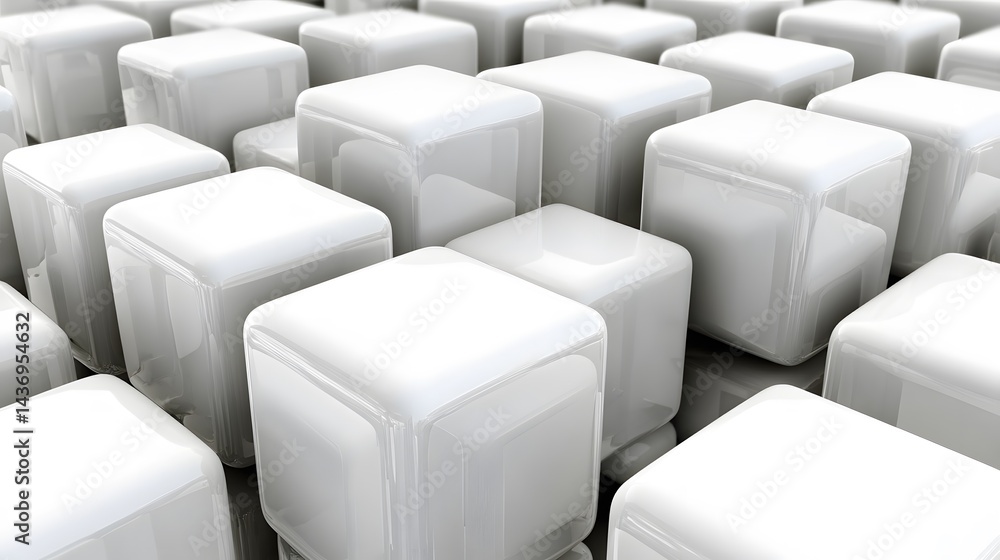 Abstract White Cubes Background 3D Render Shiny Geometric Pattern Abstract White Cubes Background 3D Render Shiny Geometric Pattern