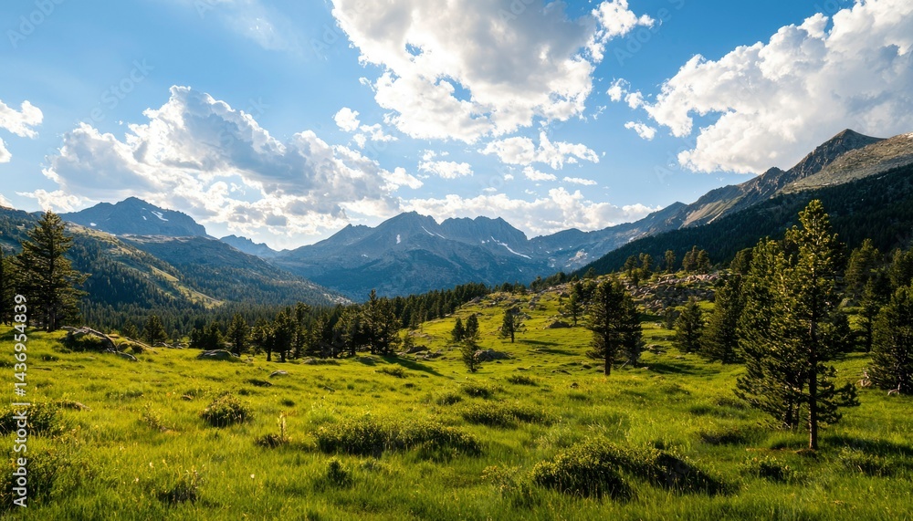 Fototapeta premium Mountain meadow under a vibrant sky