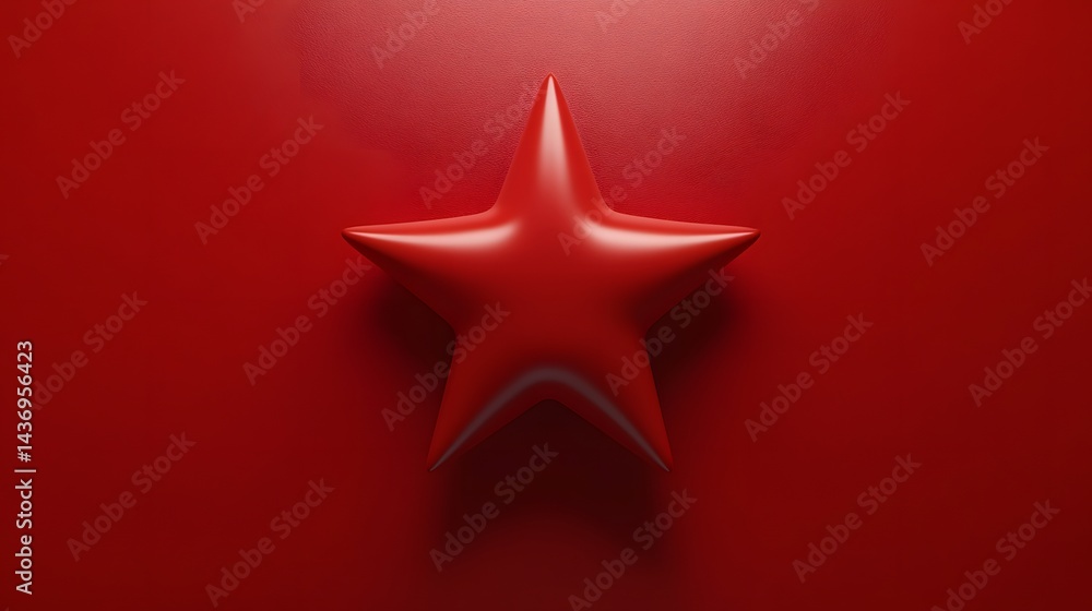 Red 3D Star on Red Background Minimalist Award Red 3D Star on Red Background Minimalist Award