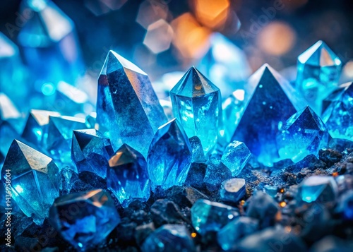 Wallpaper Mural Sparkling Blue Aquamarine Crystal Macro Photography - Gemstone Texture Close Up Torontodigital.ca