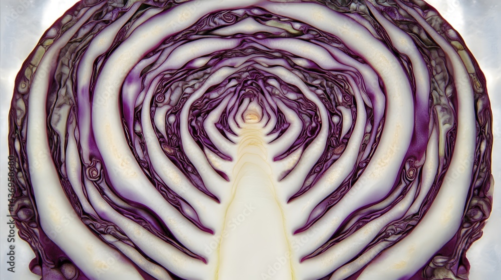 Obraz premium Vibrant Purple Cabbage Cross Section Macro Photography