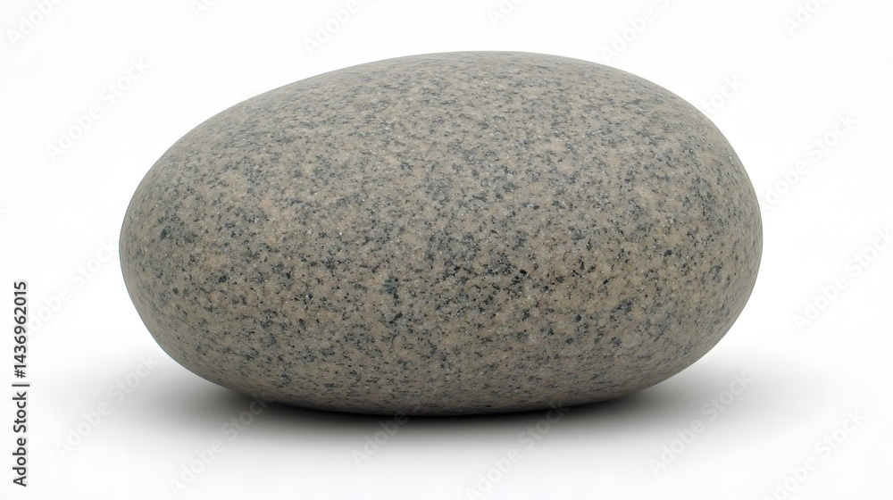Smooth Gray Granite Stone Rock Pebble on White Background Smooth Gray Granite Stone Rock Pebble on White Background