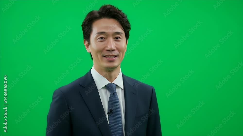 Smiling Businessman on Green Screen Smiling Businessman on Green Screen