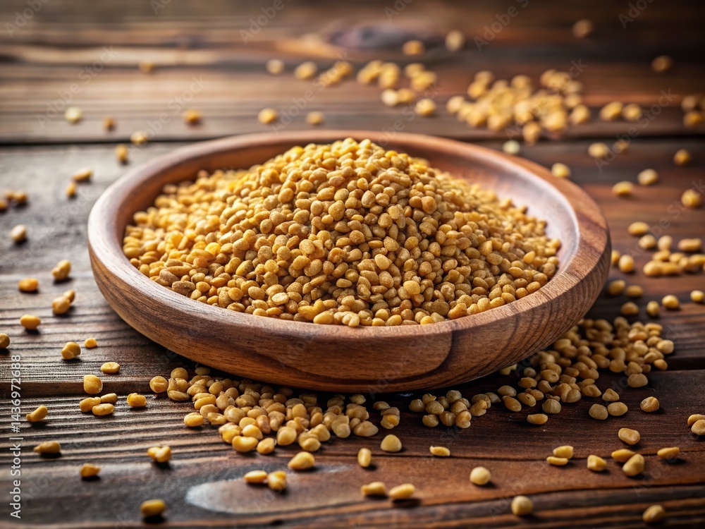 Top View Fenugreek Spice on Plate - Aromatic Culinary Ingredient Top View Fenugreek Spice on Plate - Aromatic Culinary Ingredient