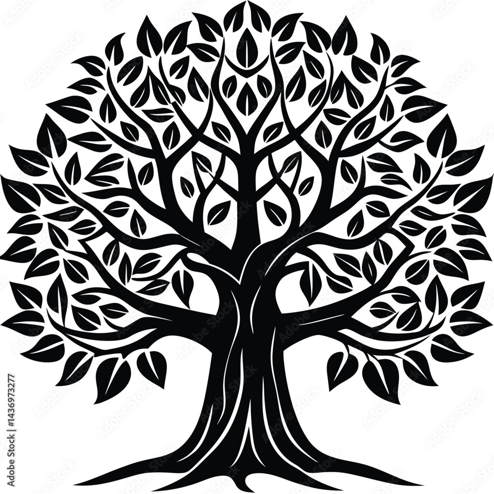 Obraz premium Banyan trees icon set isolated on white background