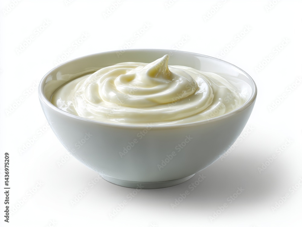 Bowl of creamy yogurt isolated on white background Bowl of creamy yogurt isolated on white background