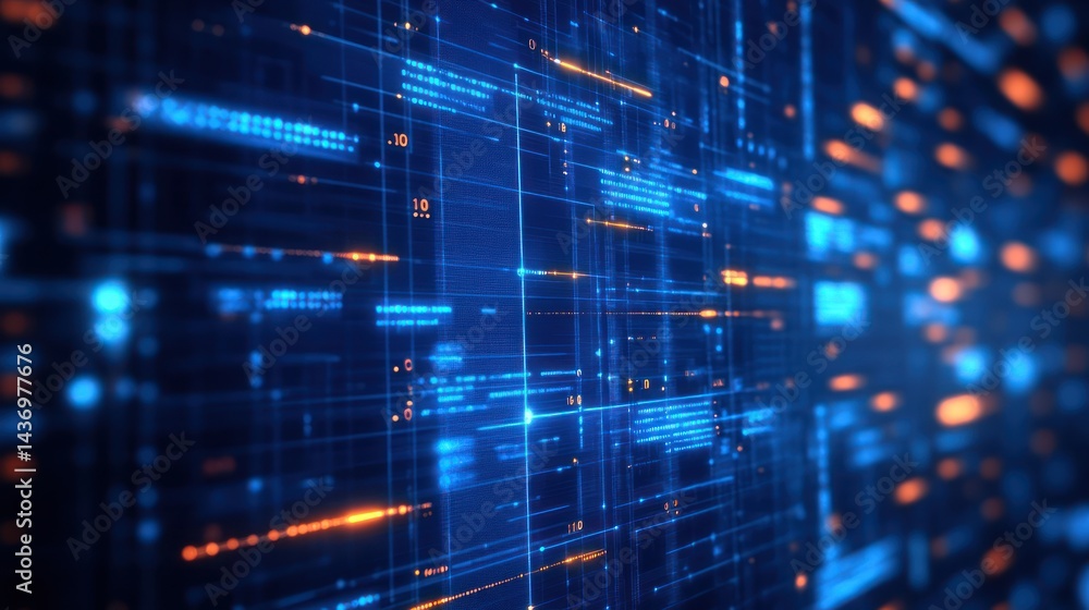 Abstract futuristic digital data grid background with glowing light effects Abstract futuristic digital data grid background with glowing light effects