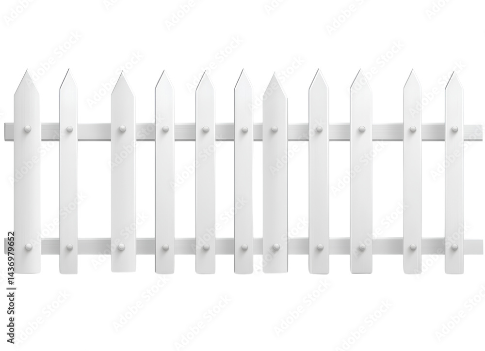White picket fence isolated on transparent background, PNG. White wooden picket fence White picket fence isolated on transparent background, PNG. White wooden picket fence