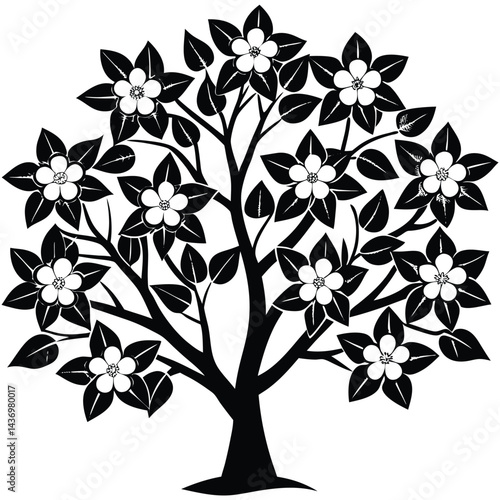 Dogwood trees icon set on white background