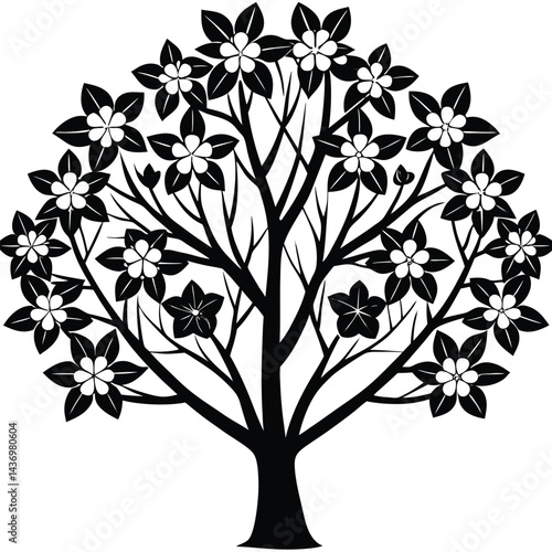 Dogwood trees icon set on white background