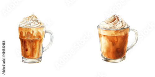 pumpkin spice latte watercolor vector illustration