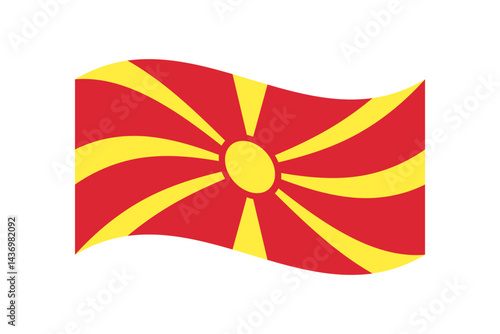 Flag of North Macedonia. North Macedonia wavy flag digital vector illustration. Fluttering flag.