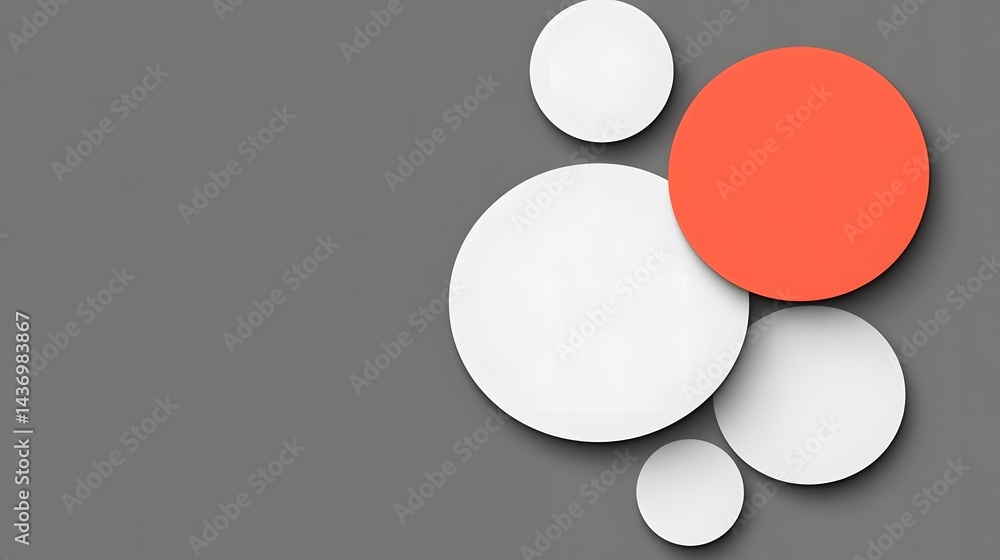 Abstract Gray Background with Overlapping White and Coral Circles Abstract Gray Background with Overlapping White and Coral Circles