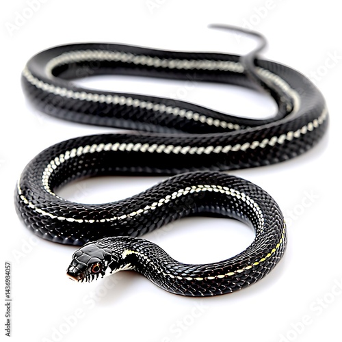 Wallpaper Mural A black snake with white stripes coiled on a white background Torontodigital.ca