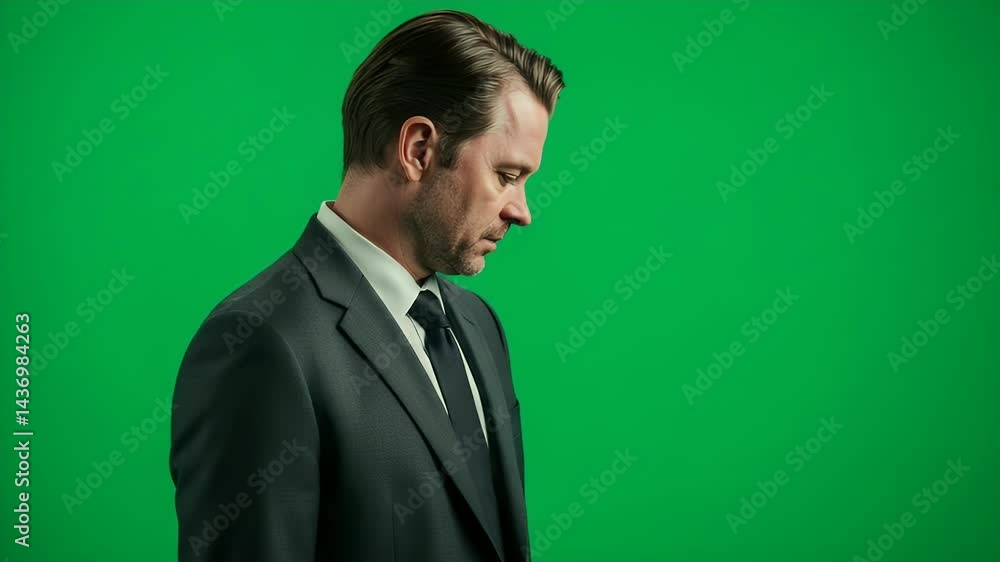 Serious Businessman Portrait: Green Screen Studio Shot Serious Businessman Portrait: Green Screen Studio Shot