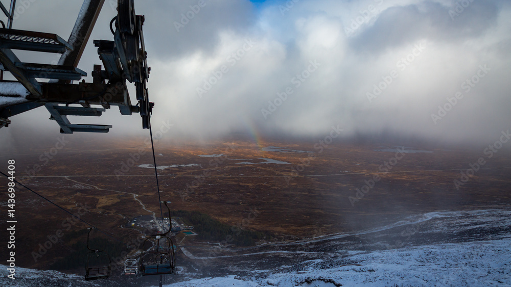 Obraz premium Ski Lift Ride Over Glencoe’s
