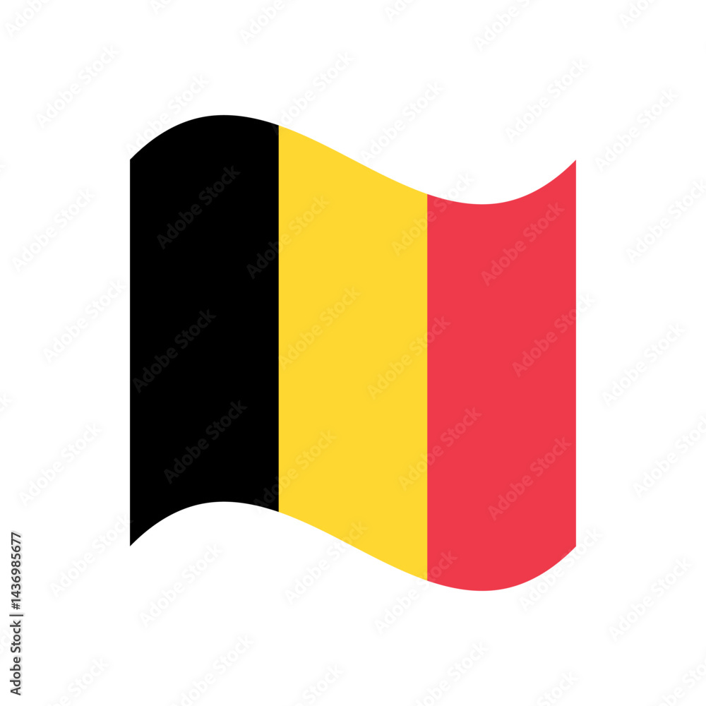 Fototapeta premium Flag of Belgium. Belgium wavy flag digital vector illustration. Fluttering flag.