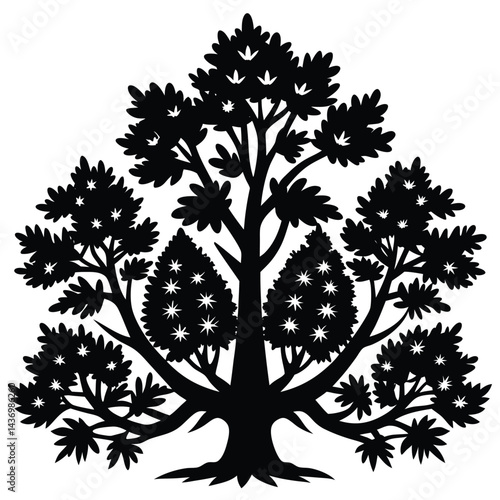 Juniper trees icon set on white background