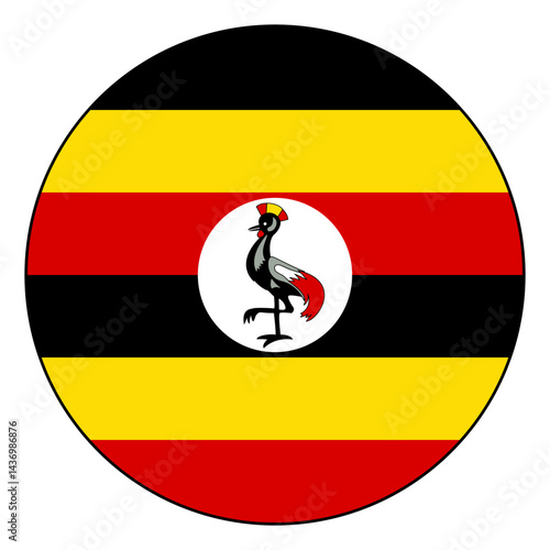 Free Download Flag of Uganda. Black edge. Uganda circle flag logo icon computer vector illustration design. - GFXLoad