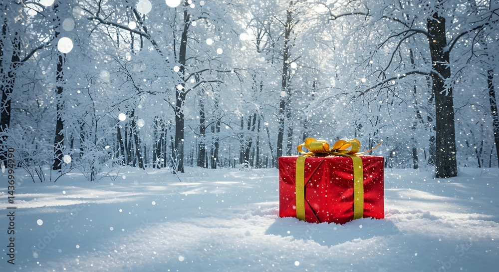 Naklejka premium Winter's Golden Surprise AI Generated
