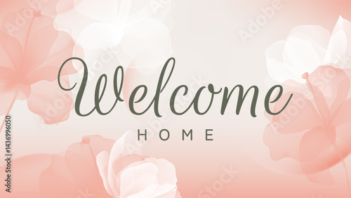 Floral welcome background, translucent floral designs in shades of white and ...
