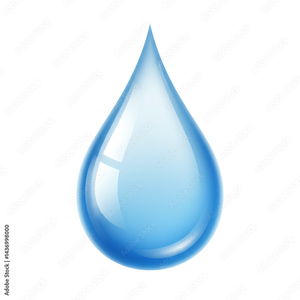 透明な背景に青い水滴のイラスト シンプルな形状と反射で描かれた水滴 透明な背景に青い水滴のイラスト シンプルな形状と反射で描かれた水滴