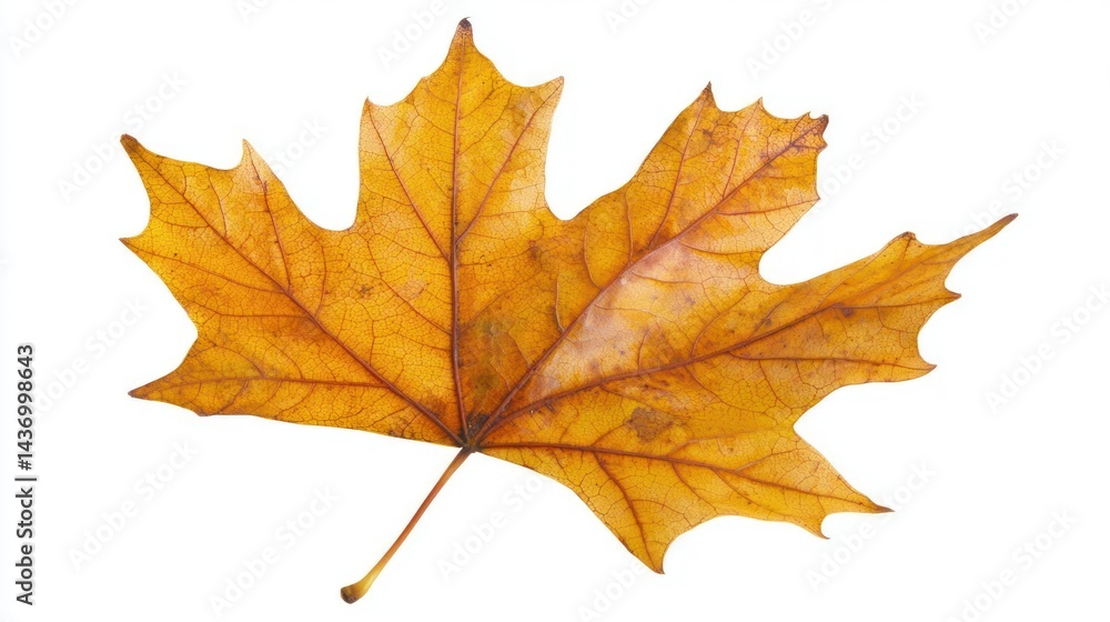 A single maple leaf isolated on a white background. A single maple leaf isolated on a white background.