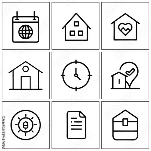 Home and Reinstate Icon Set Clean Vector Symbols for UI and Web Design