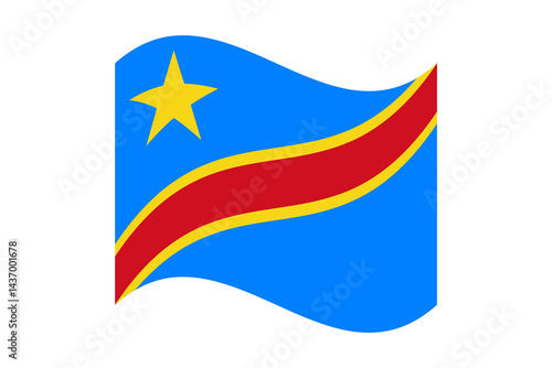Flag of Congo Democratic. Congo Democratic wavy flag digital vector illustration.