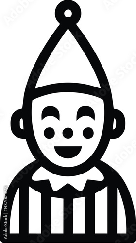 Cheerful clown icon with happy face