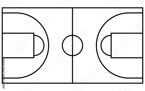 バスケットコートのシンプルな線画イラスト