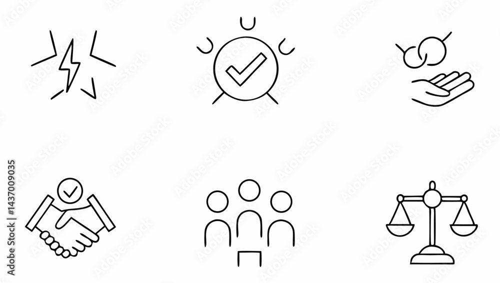 Fototapeta premium set of core values related icons power quality .eps
